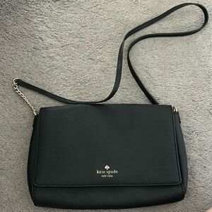 Cute Kate Spade black purse with gold metal chain strap